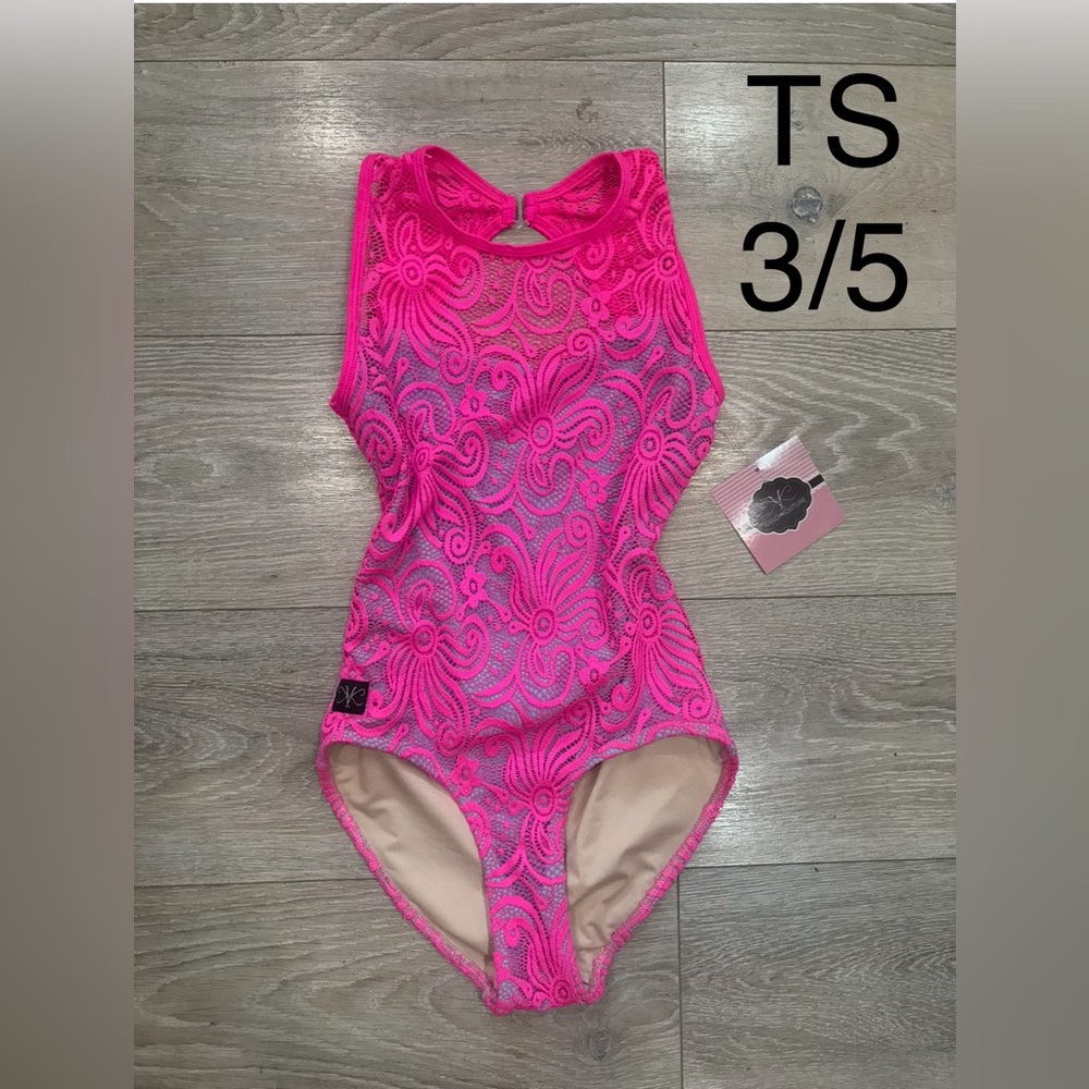 Kandi Kouture NWT leotard. Size Teen Small 3/5. Pink overlay/ blue base.